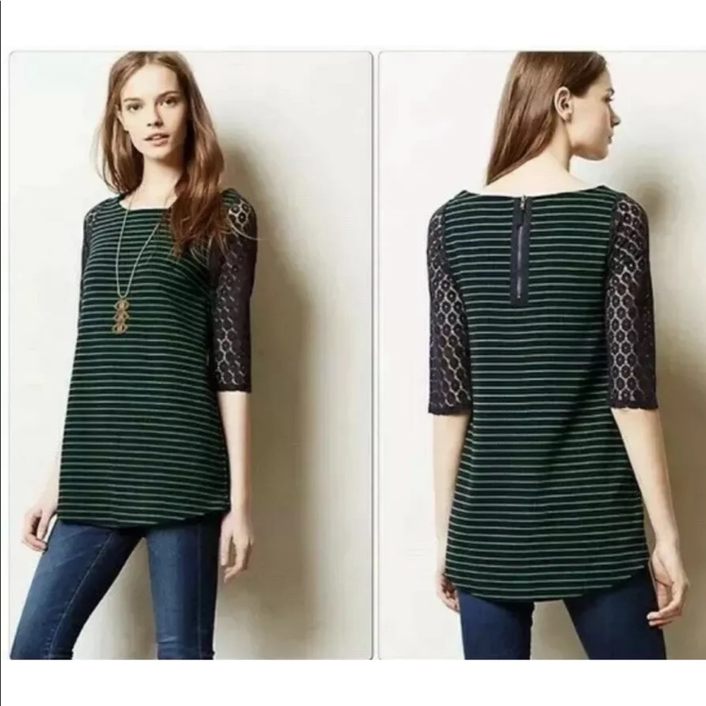 Anthropologie Postmark Forest Stripe Tunic Top F1